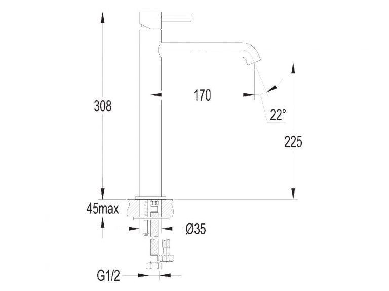 Carbon Tall Basin Mixer - Satin Black (170mm reach)