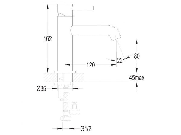 Carbon Slim Standard Basin Mixer - Satin Black (120mm reach)