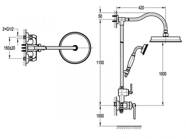 Liberty Shower Tower with Mixer - Aged Iron