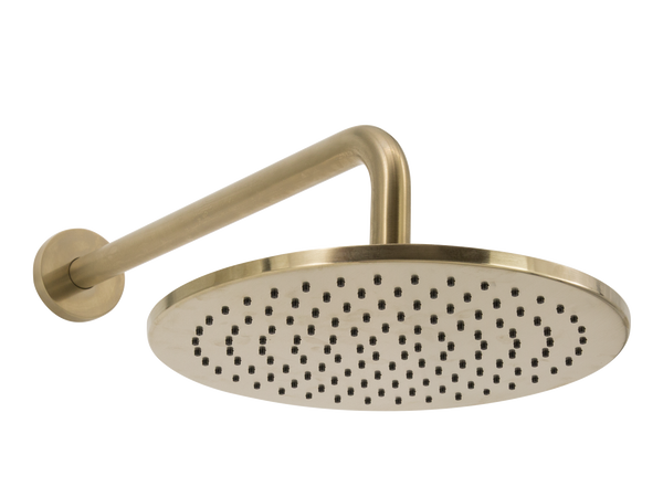 Scarab Rain Shower with Wall Arm Brushed Gold-Shower Head-Contemporary Tapware