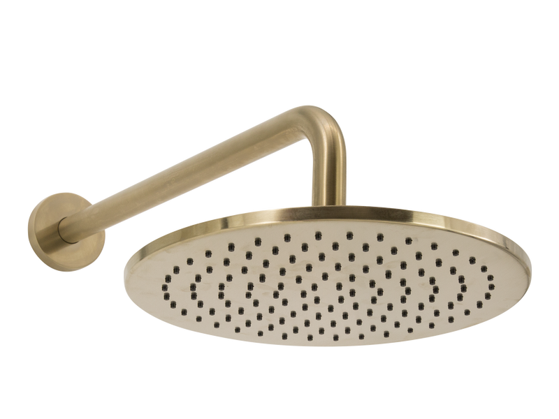 Scarab Rain Shower with Wall Arm Brushed Gold-Shower Head-Contemporary Tapware