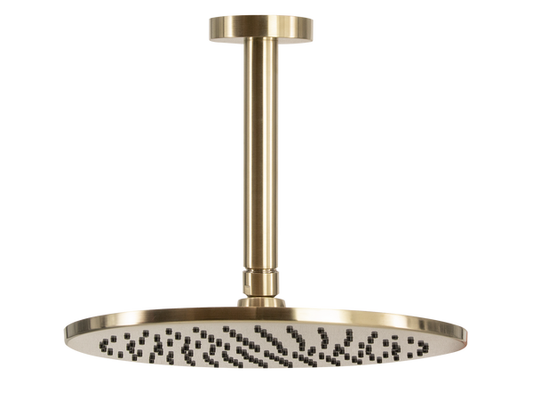 Scarab Rain Shower with Ceiling Arm Brushed Gold-Shower Head-Contemporary Tapware