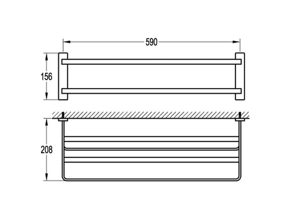Cubic Long Towel Shelf and Rail-Towel Rail-Contemporary Tapware