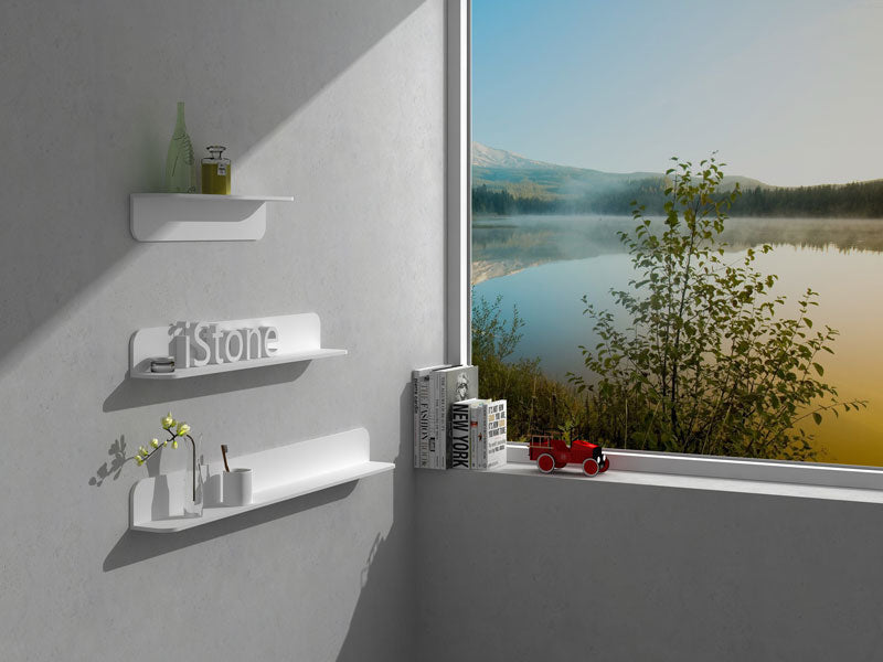 iStone flippable 900mm glossy white shelf-Shower Shelf-Contemporary Tapware