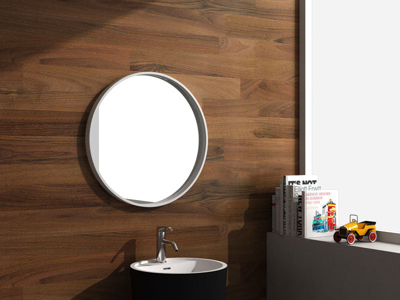 700mm Matte White Round Mirror-Mirror-Contemporary Tapware