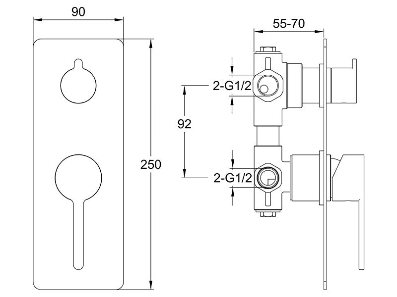 Loft Shower Divert Mixer Gun Metal-Shower Mixer-Contemporary Tapware