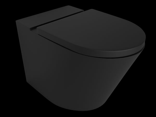 Vivo Floor Mounting Pan Thick Seat Rimless Matte Black-Toilet-Contemporary Tapware