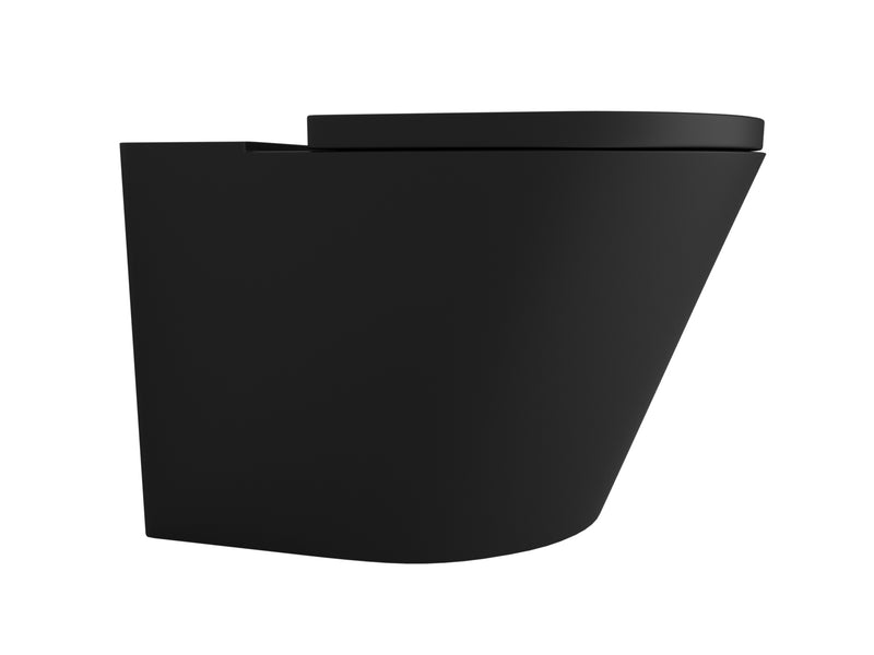 Vivo Floor Mounting Pan Thick Seat Rimless Matte Black-Toilet-Contemporary Tapware