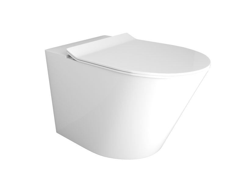 Vivo Floor Mounting Pan Slim Seat Rimless-Toilet-Contemporary Tapware
