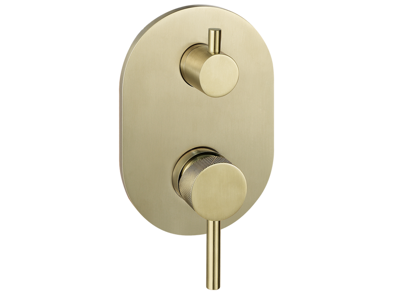 Scarab Shower Divert Mixer Knurled Handle Brushed Gold-Shower Mixer-Contemporary Tapware