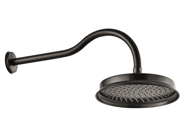 Liberty Dump rose with wall arm AGED IRON-Shower Head-Contemporary Tapware