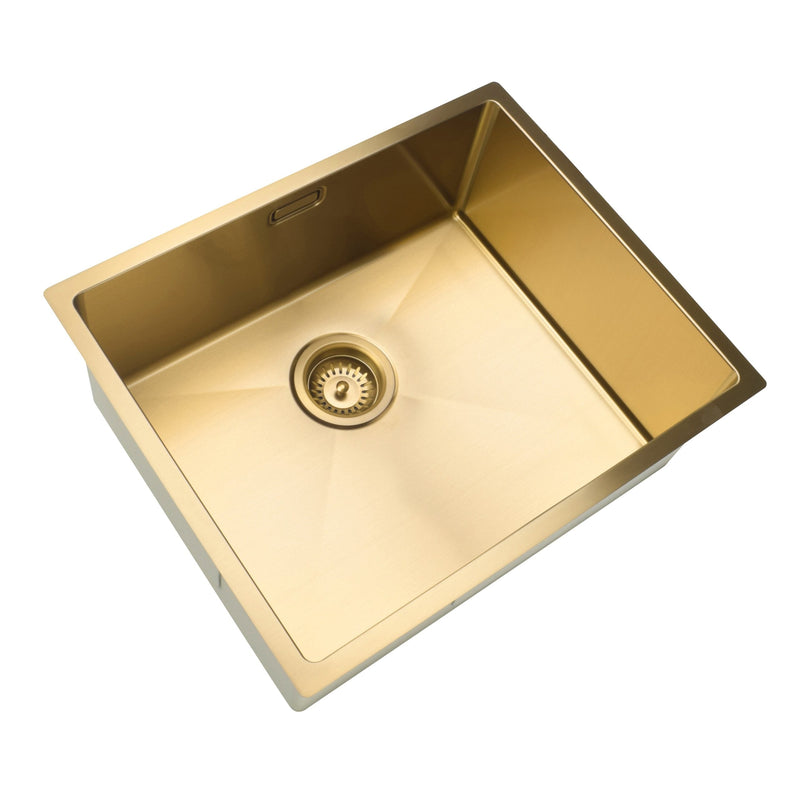 Eurocode Brushed Brass Sink 500x400x210 Including overflow and Waste and grid