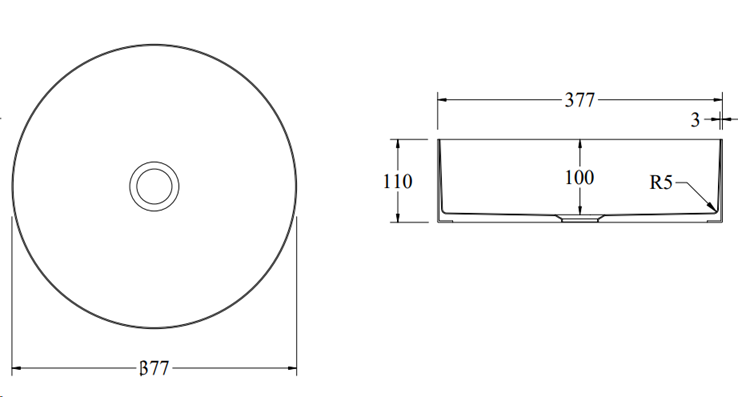 Eurocode Round Basin with waste Brushed Brass 380