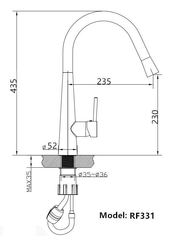 Eurocode Brushed Brass Kitchen Mixer Pull out