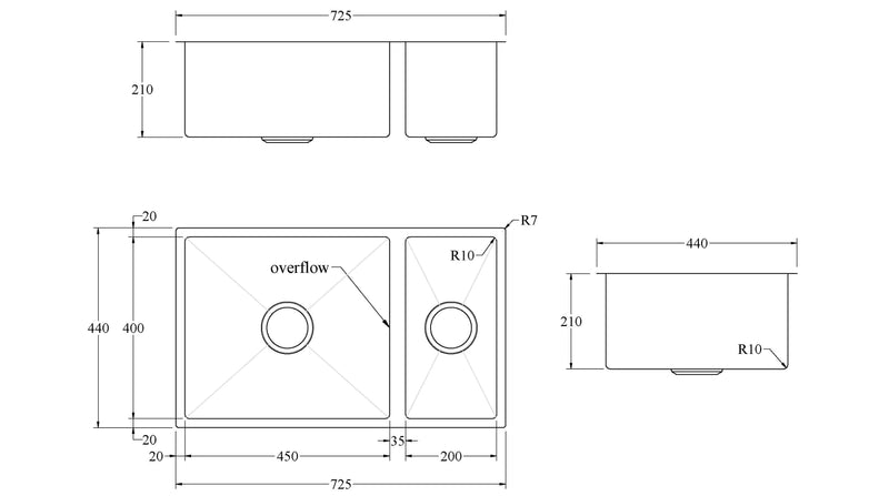 Eurocode Brushed Stainless 450X400X210 & 200x400x210